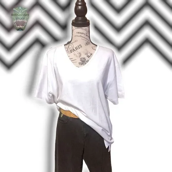 VINTAGE Totally 80’s Oversized Classic Plain White Tee, Erika & Co. Brand New, L - Picture 4 of 6